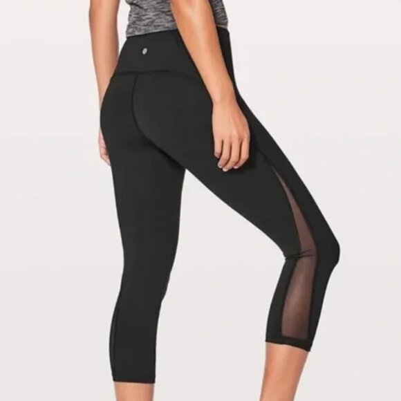 Lululemon Train Times Crop Mesh Luxtreme Leggings // Size 4 //Black - Picture 1 of 6